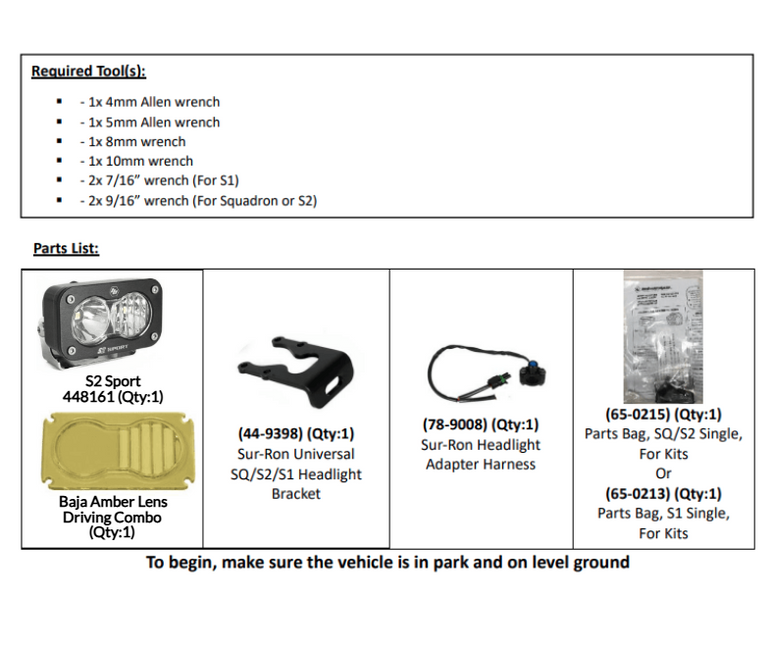 Baja Designs S2 Sport Headlight Kit – Surron Light Bee / Talaria Sting